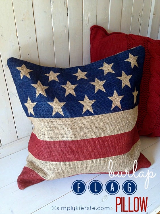 Burlap Flag Pillow by Simply Kierste