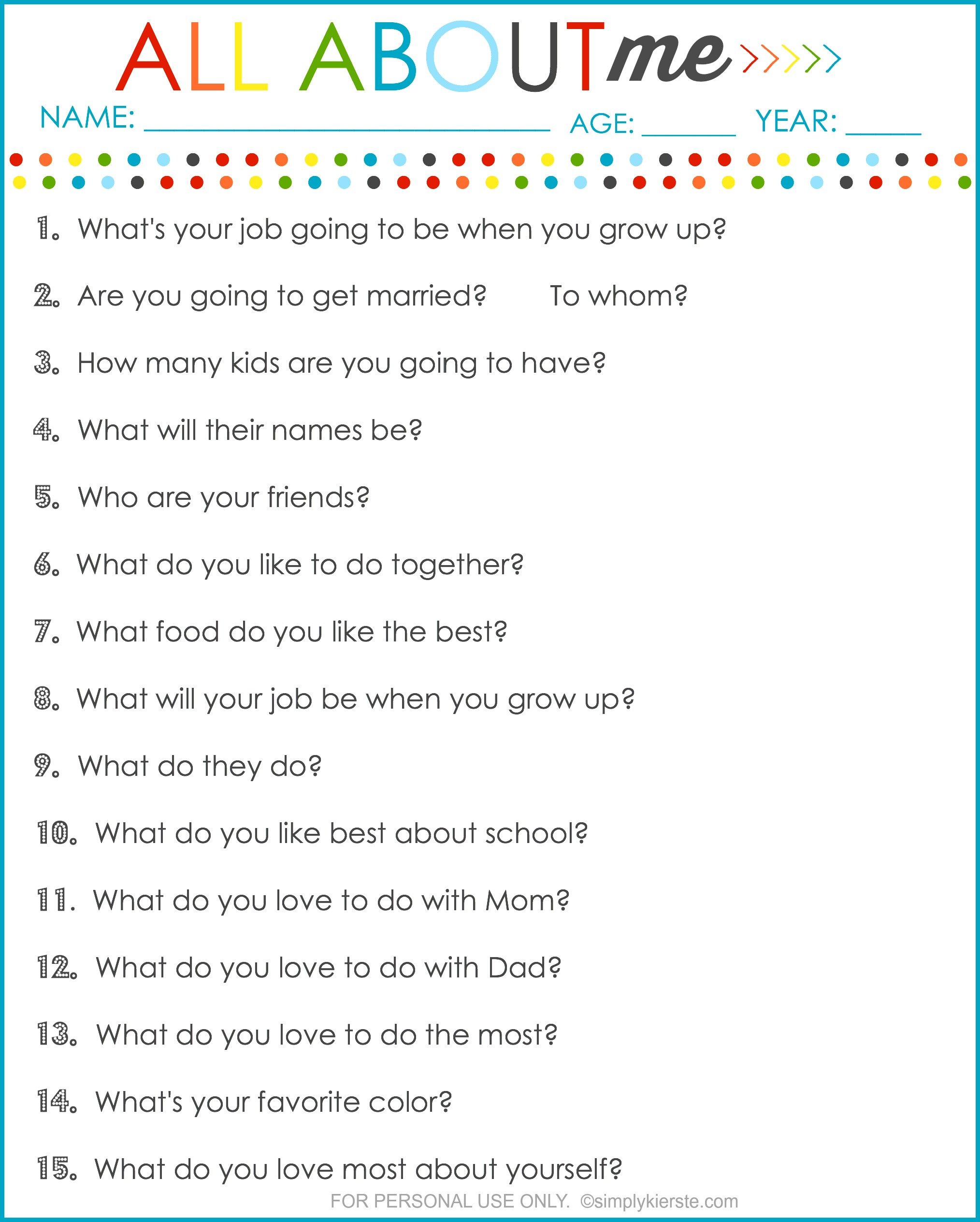 Annual Interview Questions for Kids
